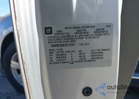 2009 Chevrolet Traverse Lt z USA, uszkodzony, nr VIN 1GNER23DX9S112707